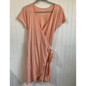 Pact Dress Womens Medium Peach Organic Cotton Wrap Above Knee Comfort